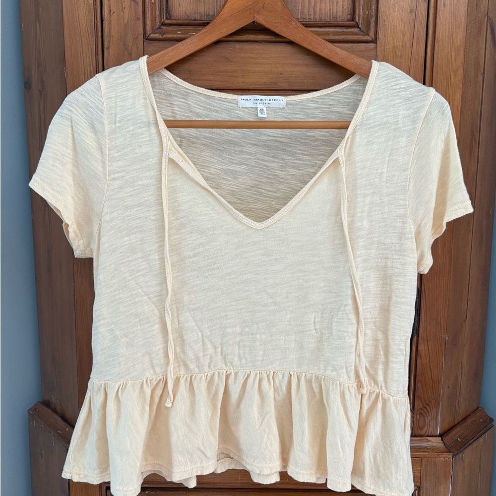 Truly Madly Deeply Yellow Peplum Top